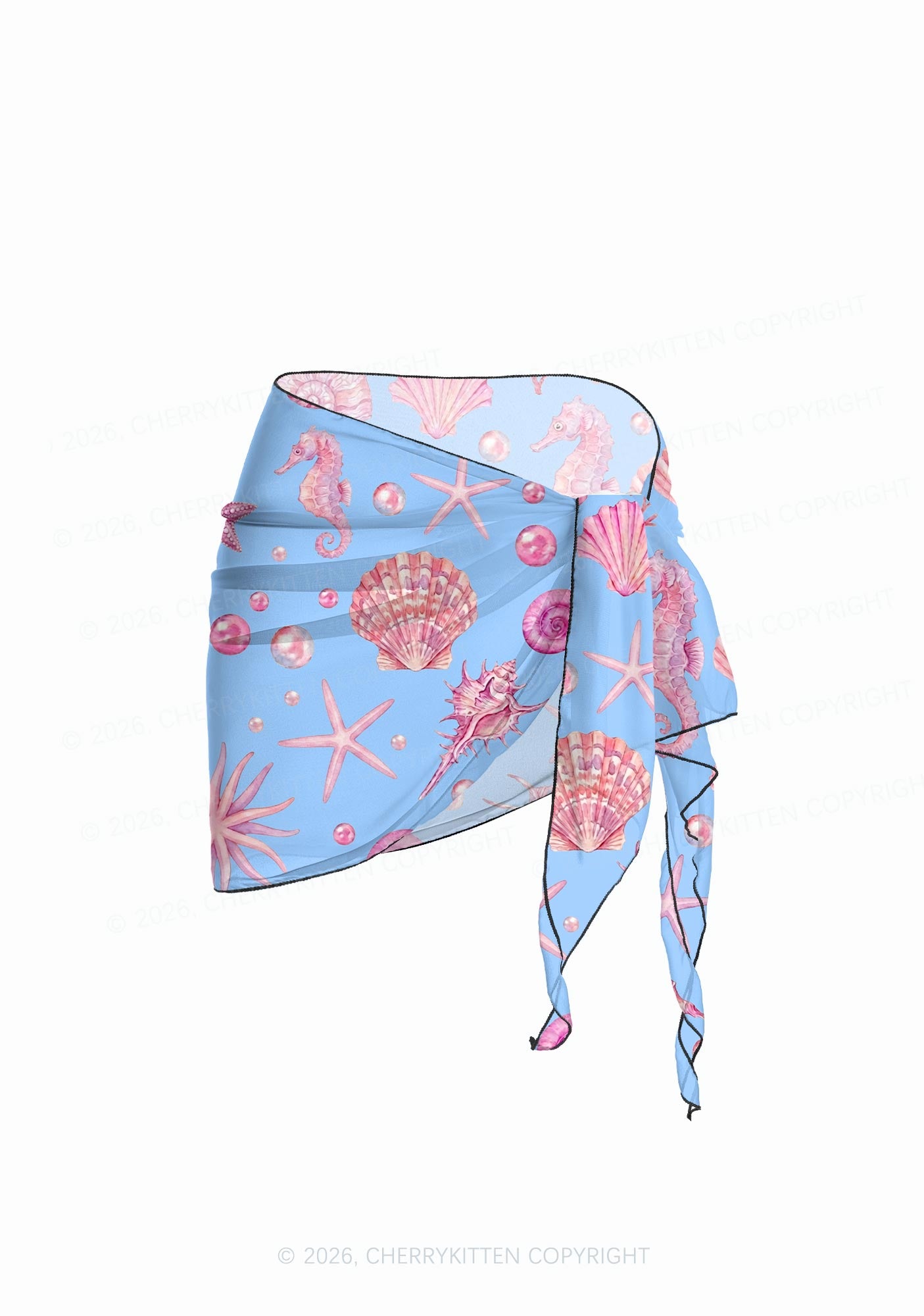 Pink Seashell Starfish Y2K Print Bikini Set Cherrykitten