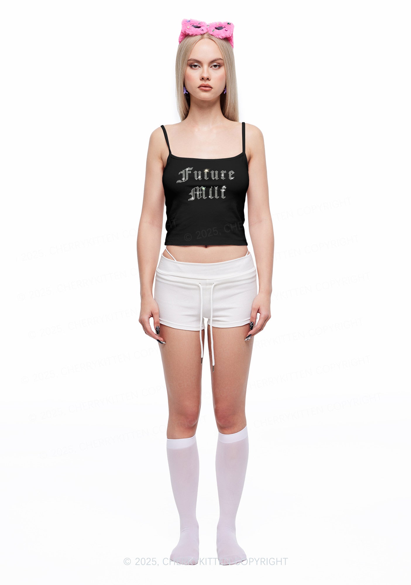 Rhinestone Future Mxxf Y2K Spaghetti Strap Cami Cherrykitten