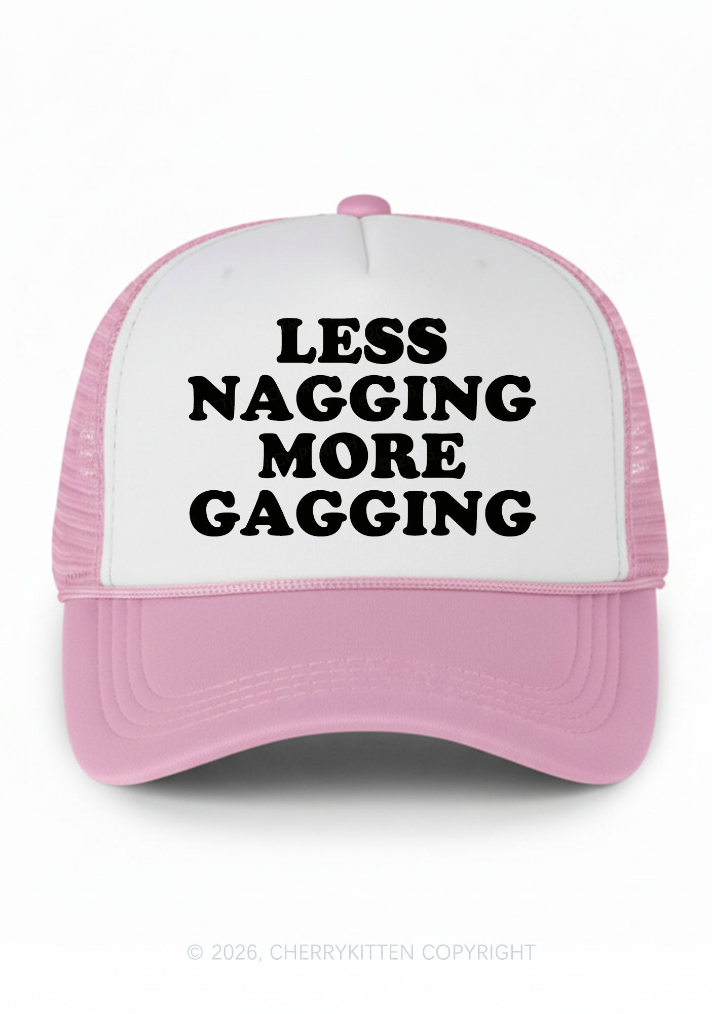 Less Nagging More Gagging Y2K Colorblock Trucker Hat Cherrykitten