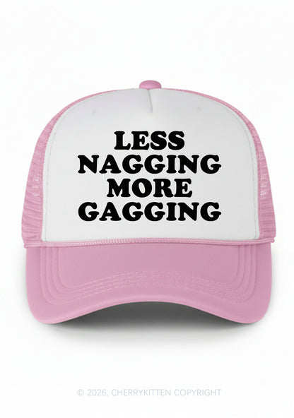 Less Nagging More Gagging Y2K Colorblock Trucker Hat Cherrykitten