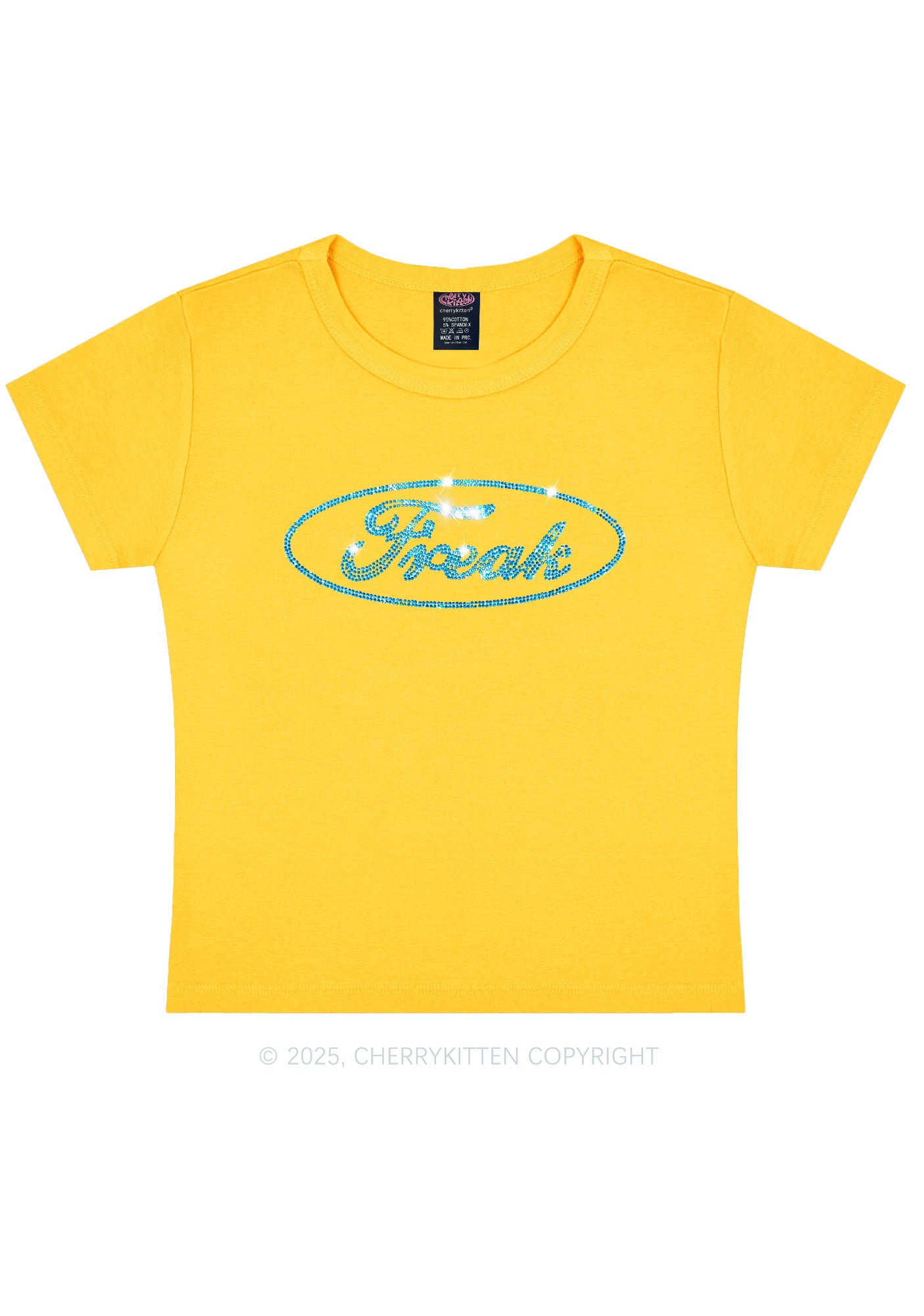 Rhinestone Oval Freak Y2K Baby Tee Cherrykitten