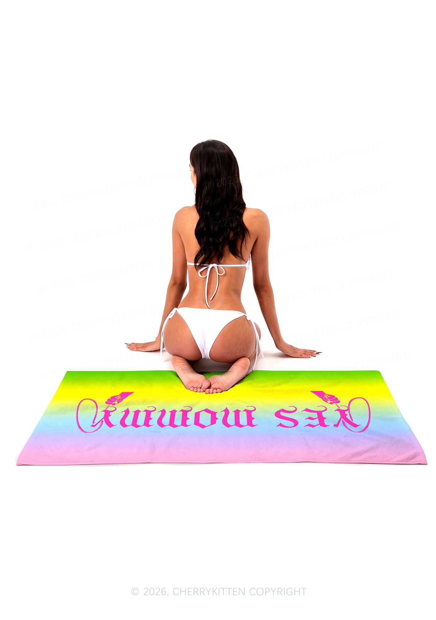Yes Mommy Rainbow Y2K Beach Towel Cherrykitten
