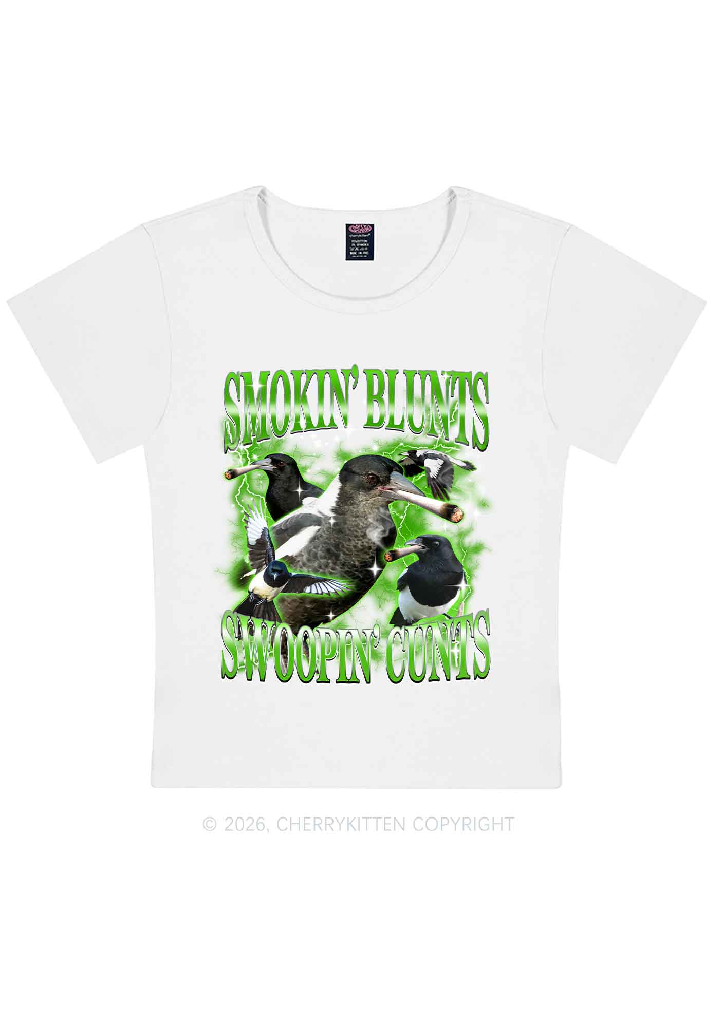 Smokin Blunts Swoopin Cxxts Y2K Baby Tee Cherrykitten
