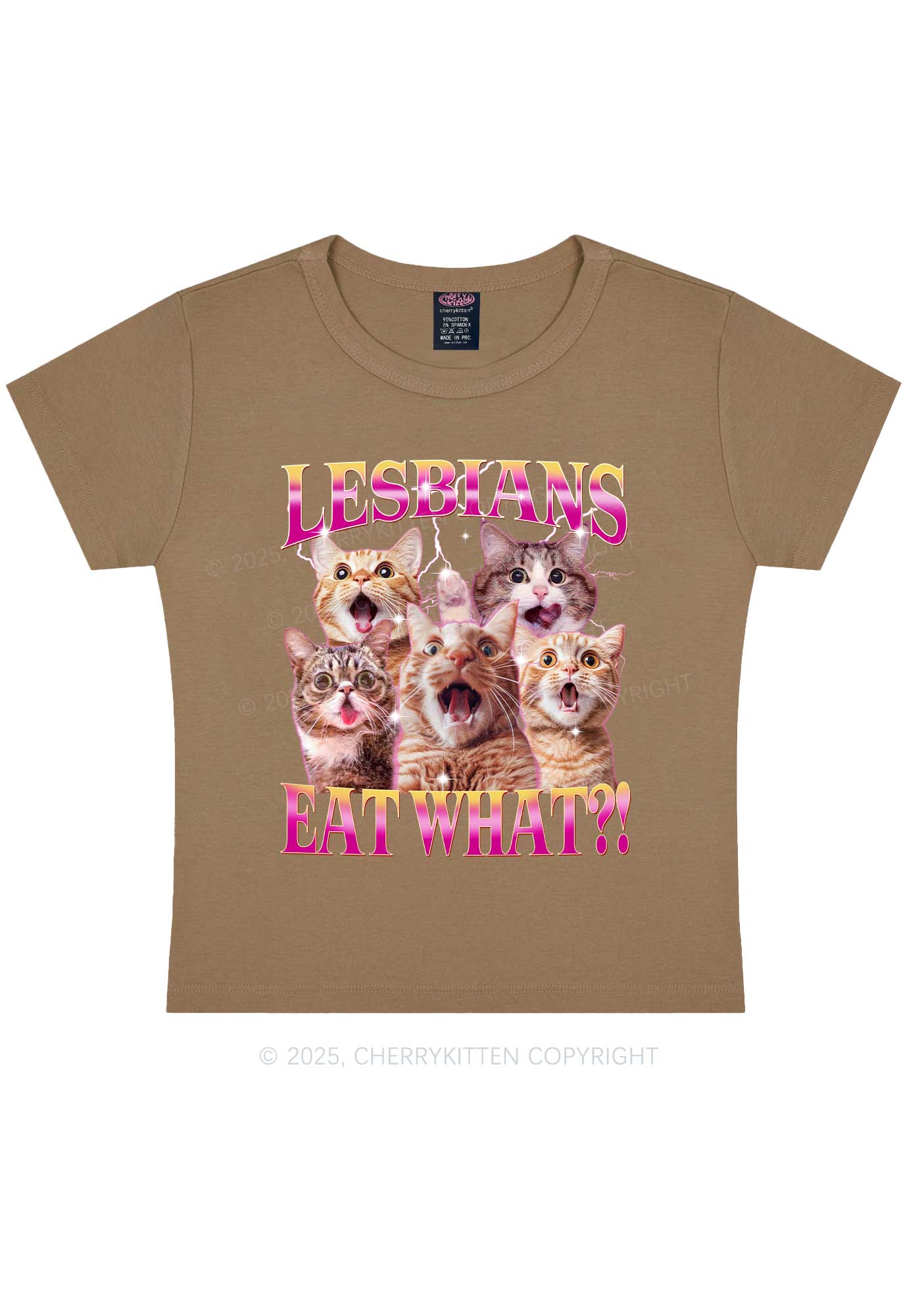 Funny Lesbian Cat Y2K Baby Tee Cherrykitten