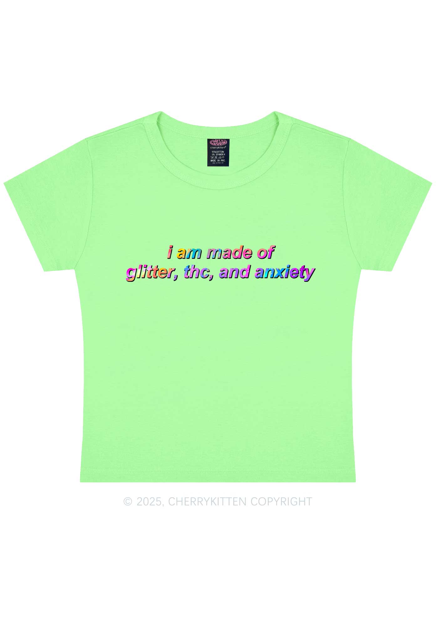 Made Of Glitter And Anxiety Y2K Baby Tee Cherrykitten
