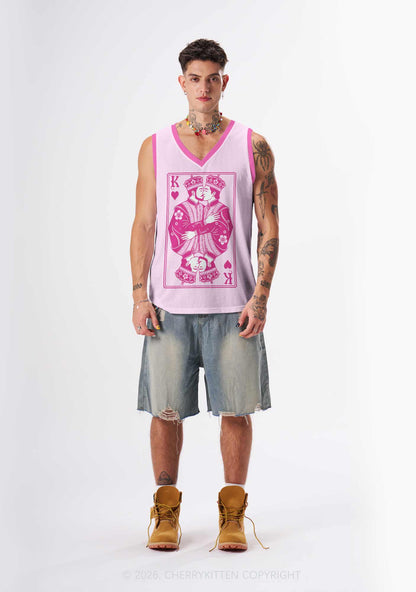 Pink Floral Two Kings Pride Y2K Sport Jersey Tank Cherrykitten