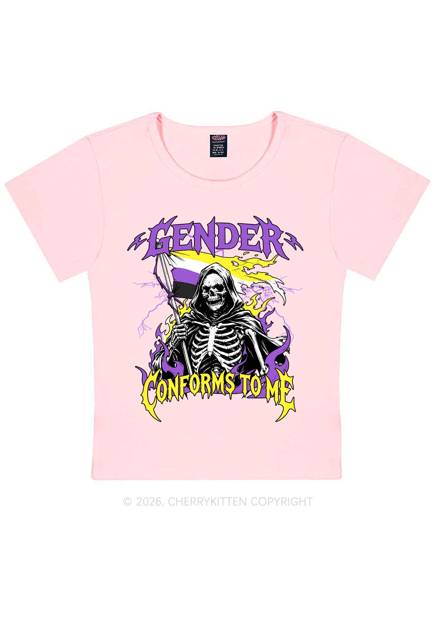 Gender Conforms To Me Pride Y2K Baby Tee Cherrykitten