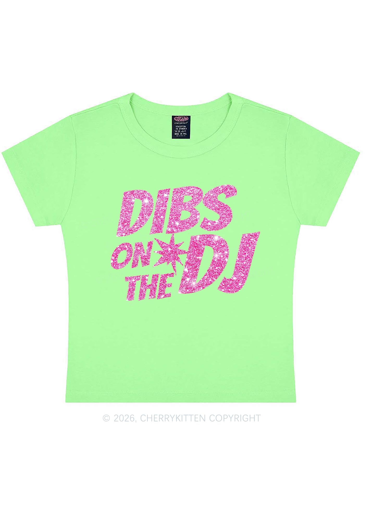 Glitter Dibs On The DJ Y2K Baby Tee Cherrykitten