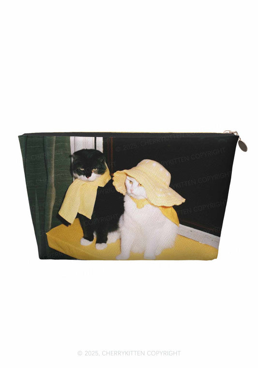 Cats Friend Y2K Leather Makeup Bag Cherrykitten