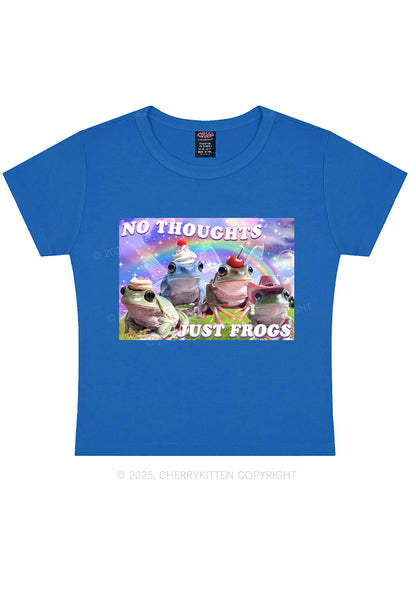 No Thoughts Just Frogs Y2K Baby Tee Cherrykitten