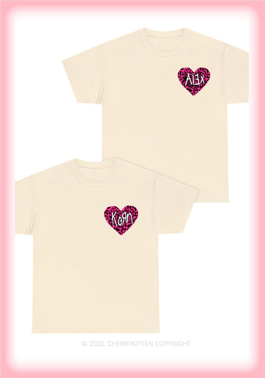 Custom Name Leopard Print Heart Valentine's Day Chunky Shirt Cherrykitten
