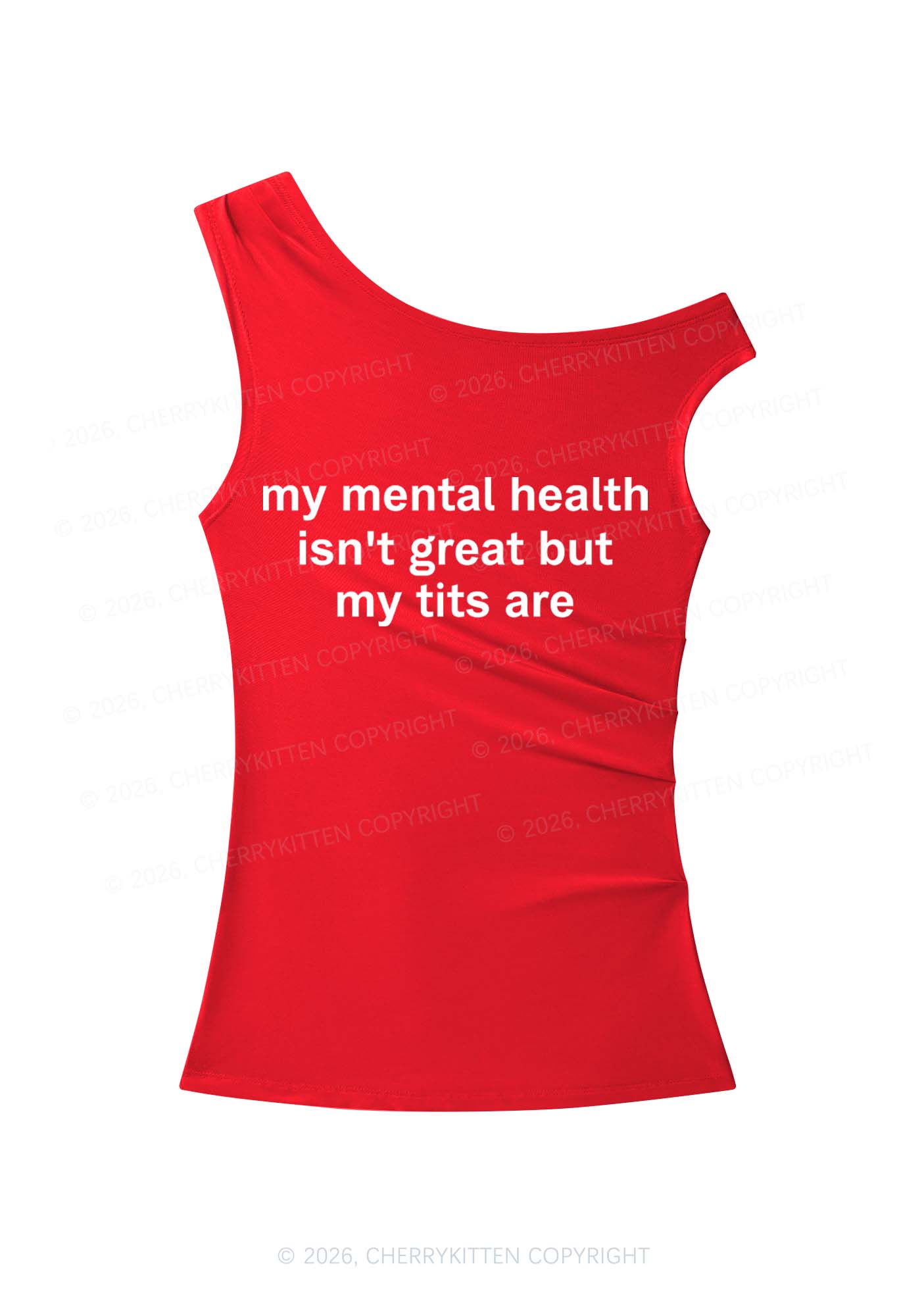 My Mental Health Isnt Great Y2K Off Shoulder Tank Top Cherrykitten