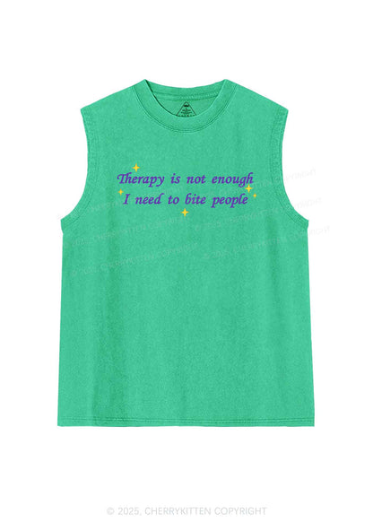 Therapy Not Enough Y2K Washed Muscle Tank Cherrykitten