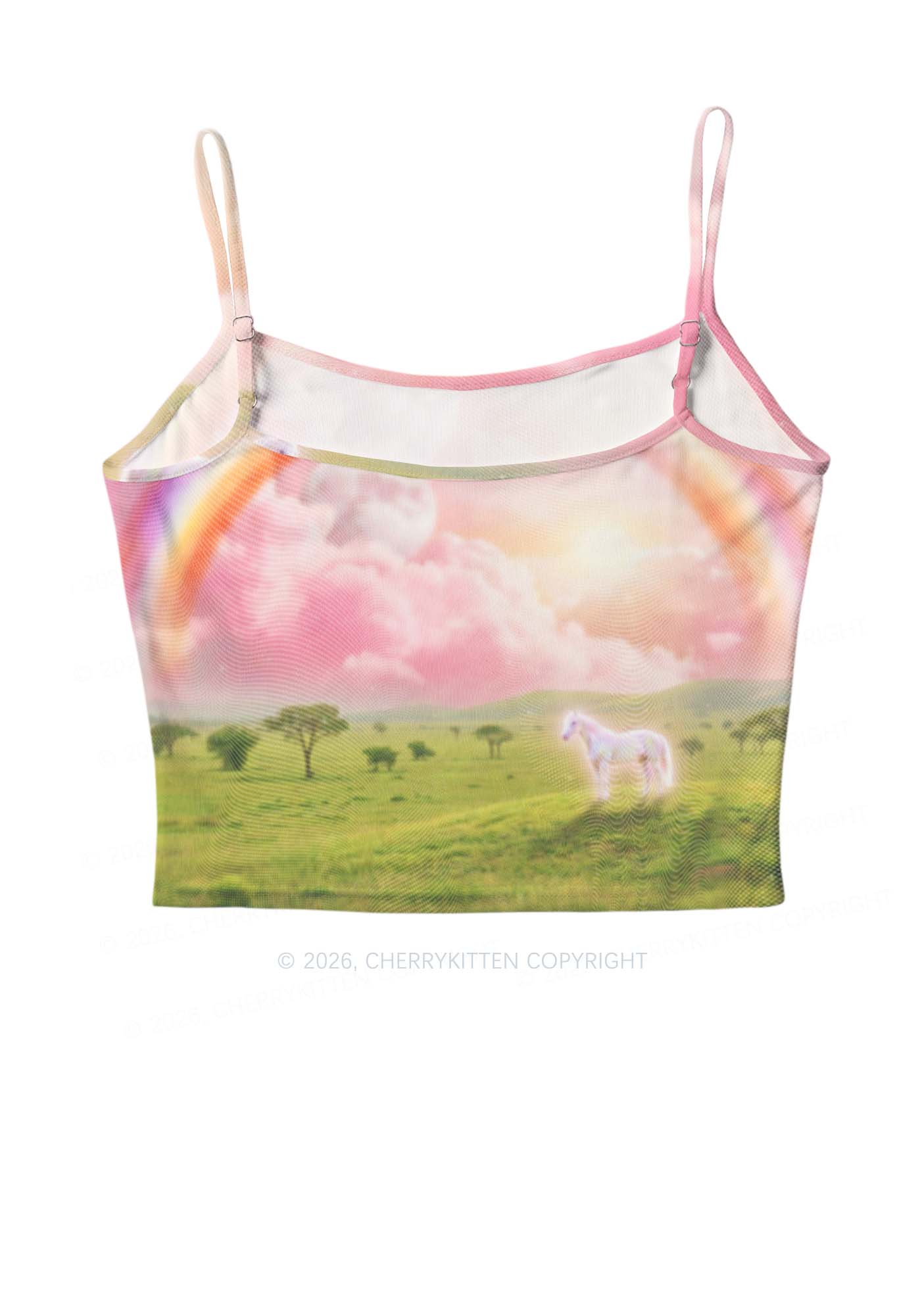 Lesbian Rainbow Pony Pride Y2K Mesh Cami Tank Cherrykitten