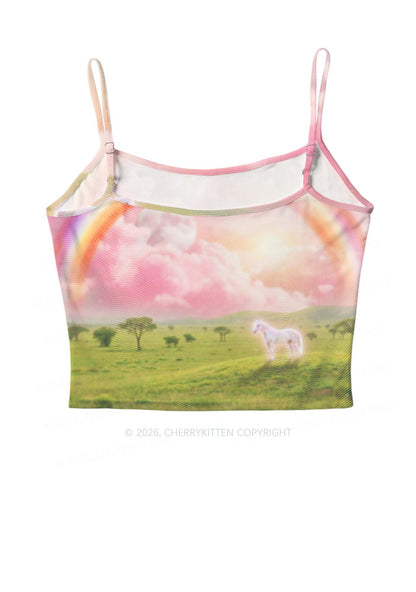 Lesbian Rainbow Pony Pride Y2K Mesh Cami Tank Cherrykitten