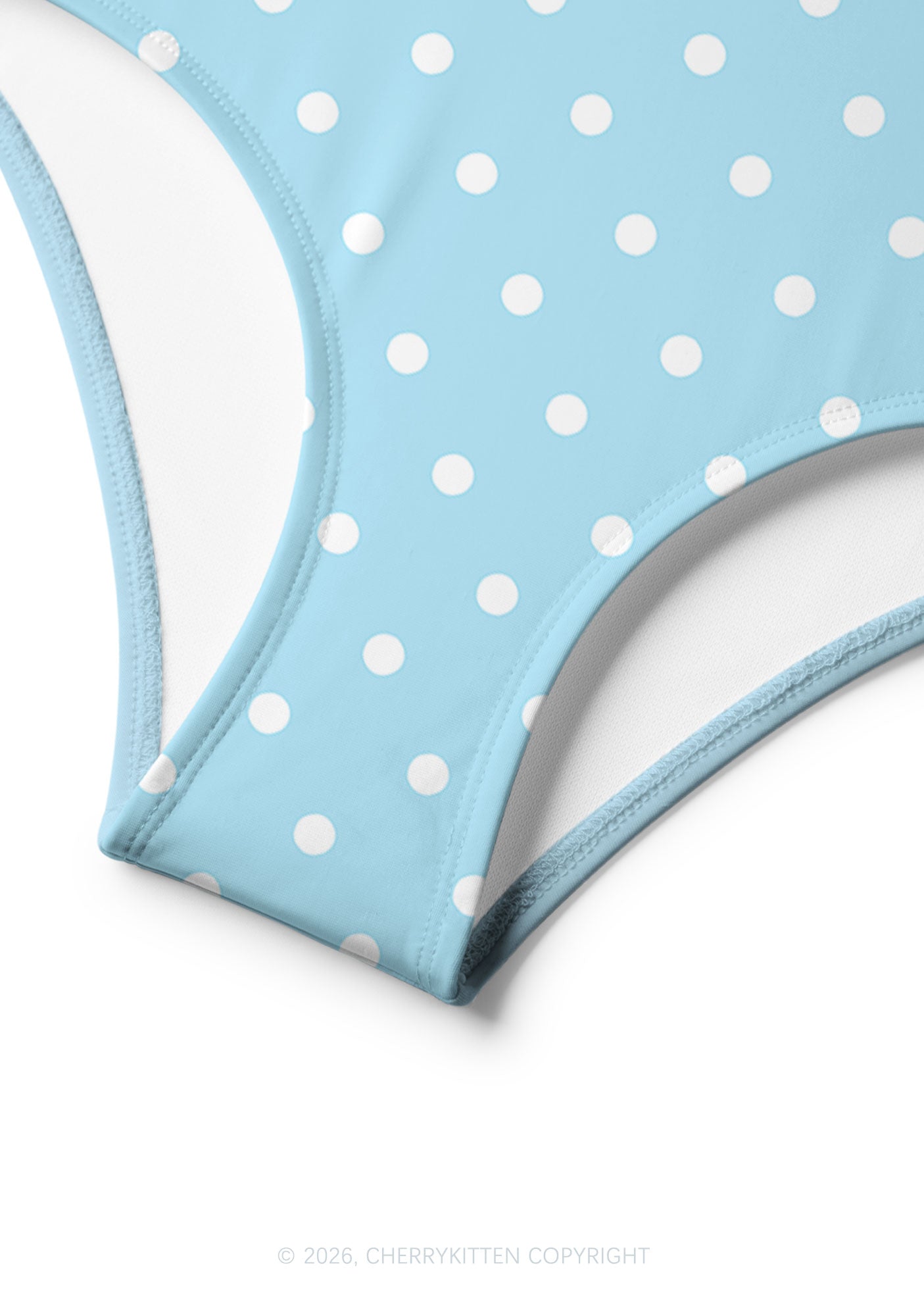 White Dots On Blue Y2K Print Bikini Set Cherrykitten