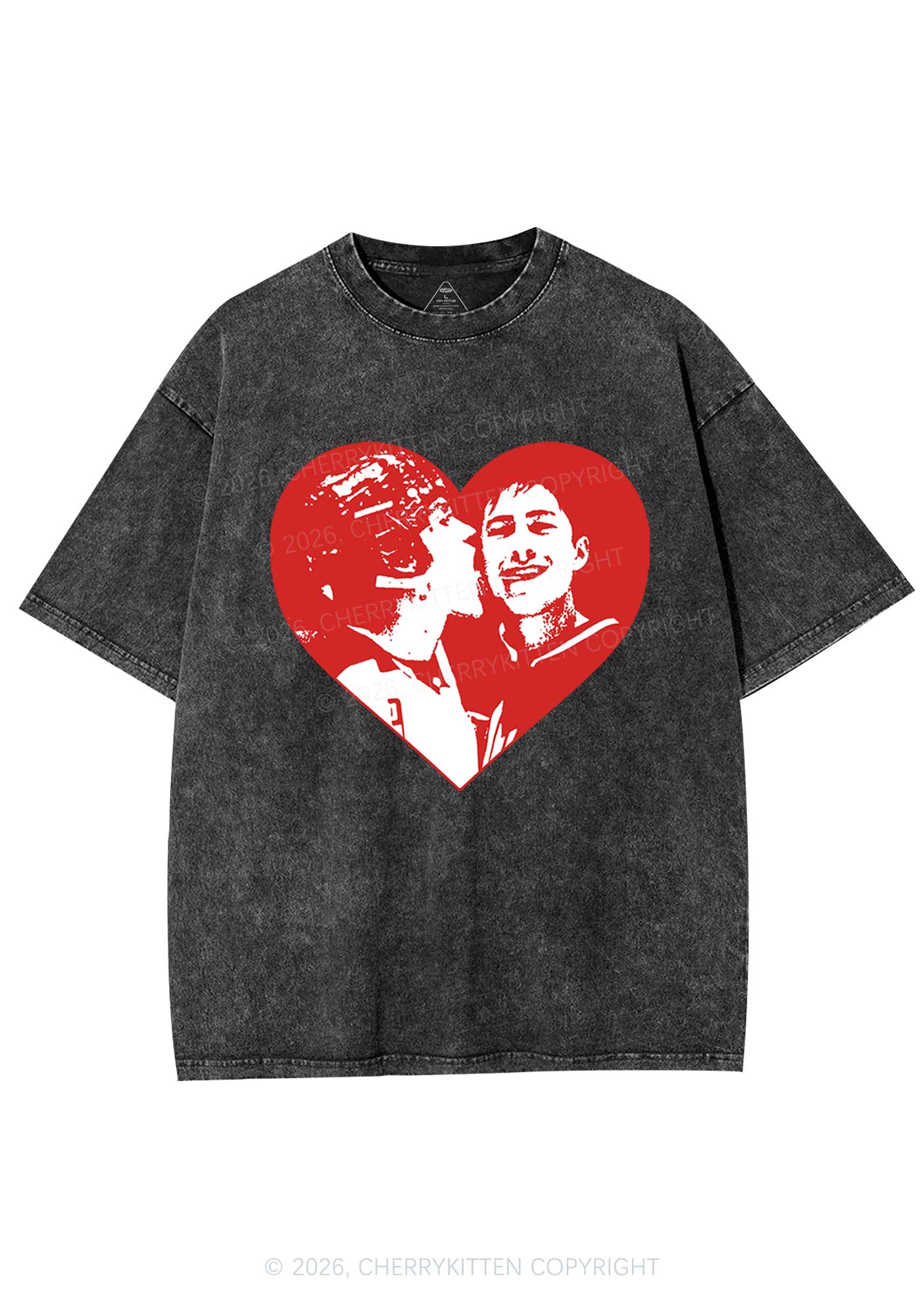 Red Heart Bros HR Y2K Shirts Washed Tee Cherrykitten
