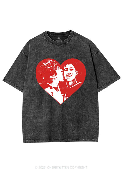 Red Heart Bros HR Y2K Shirts Washed Tee Cherrykitten
