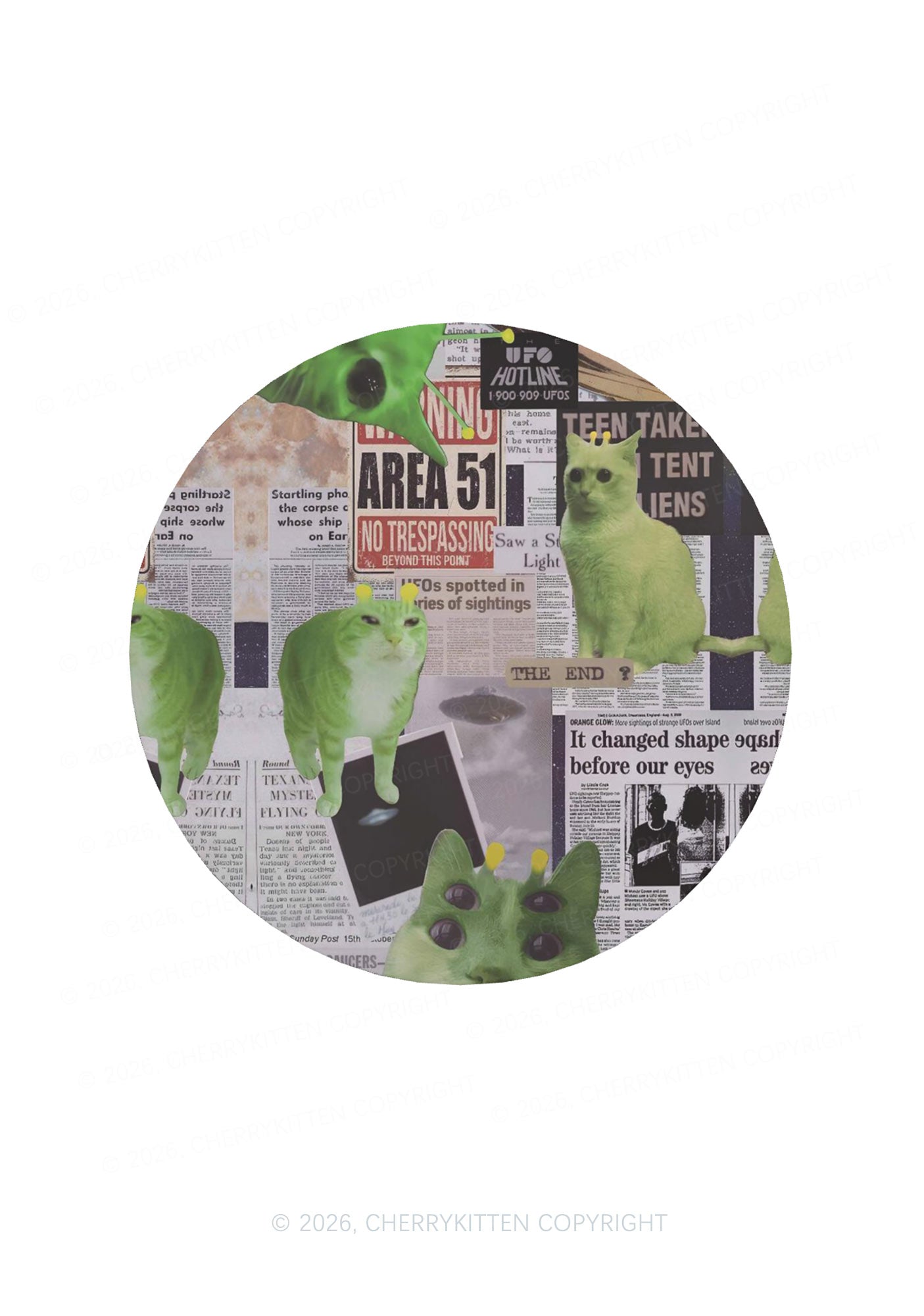 Green Alien Kitten Y2K Soft Magnetic Refrigerator Magnet Cherrykitten