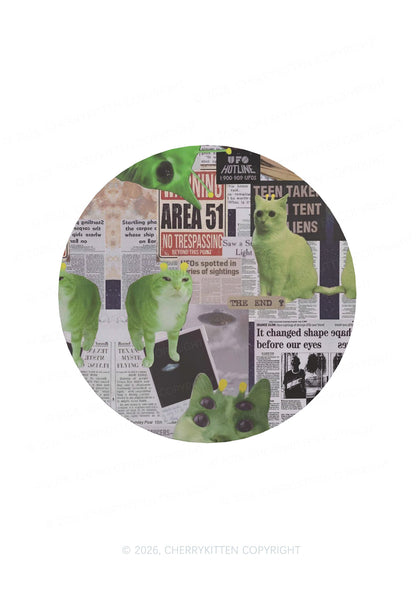 Green Alien Kitten Y2K Soft Magnetic Refrigerator Magnet Cherrykitten