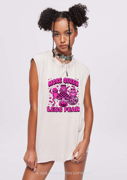 More Queer Less Fear Pride Y2K Washed Muscle Tank Cherrykitten