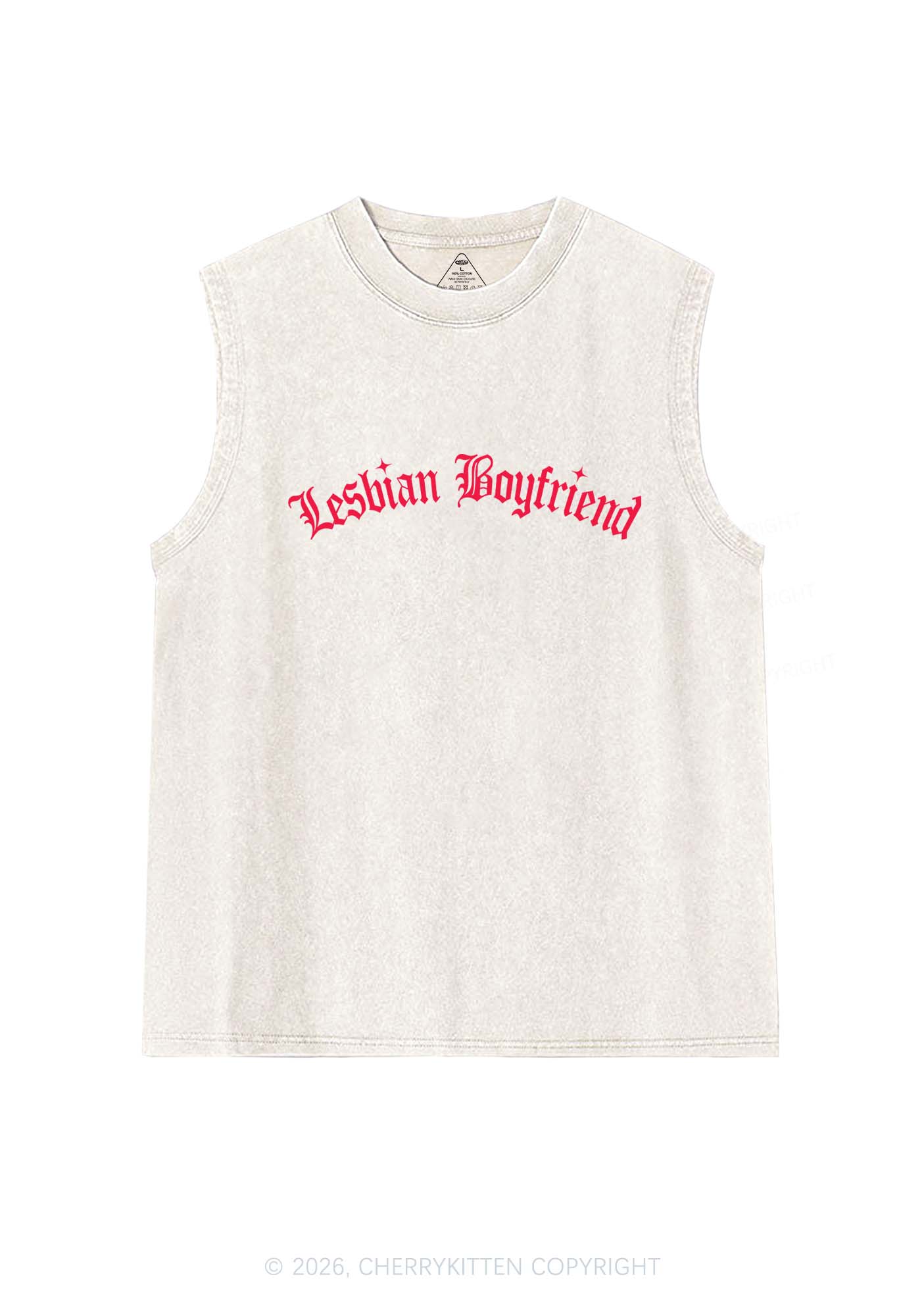 Lesbian Boyfriend Pride Y2K Washed Muscle Tank Cherrykitten