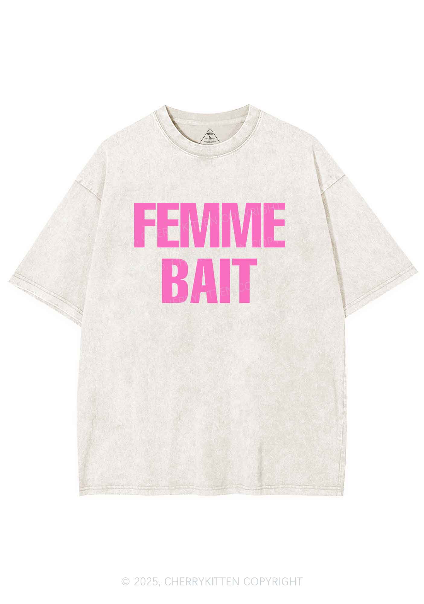 Femme Bait Y2K Shirts Washed Tee Cherrykitten