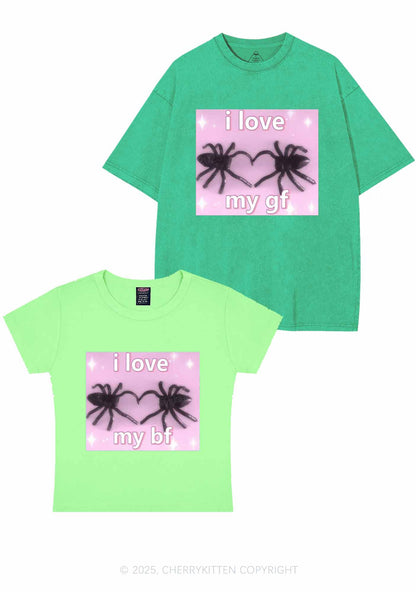 Love My Spider BF GF Y2K Valentine's Day Couple Shirt Cherrykitten