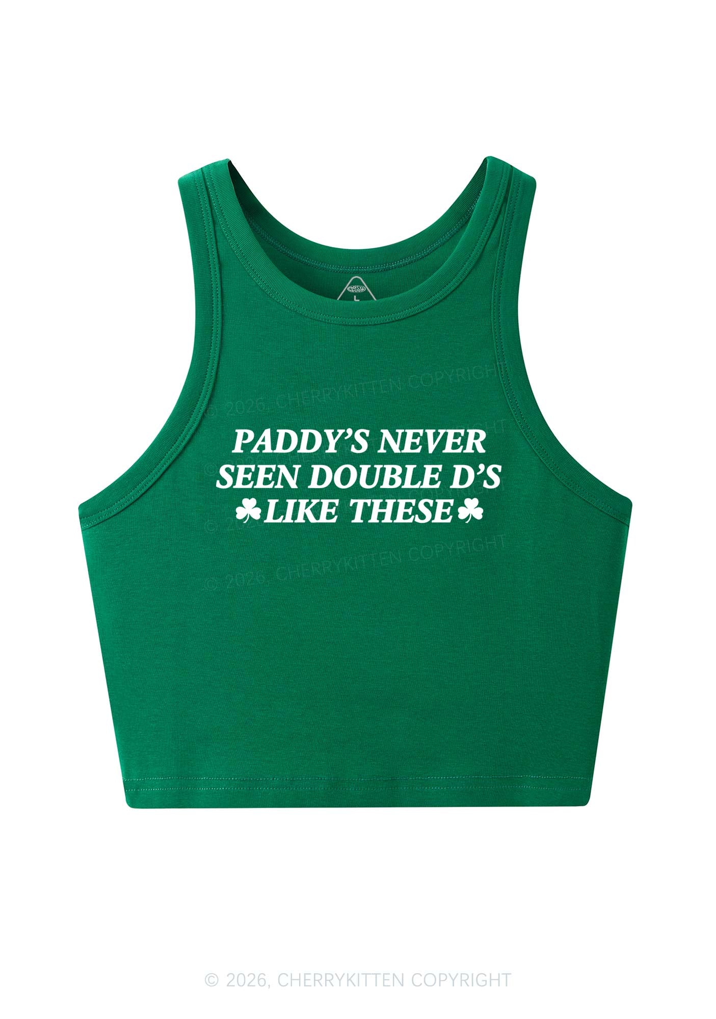 Paddys Never Seen Double D St Patricks Y2K Crop Tank Top Cherrykitten