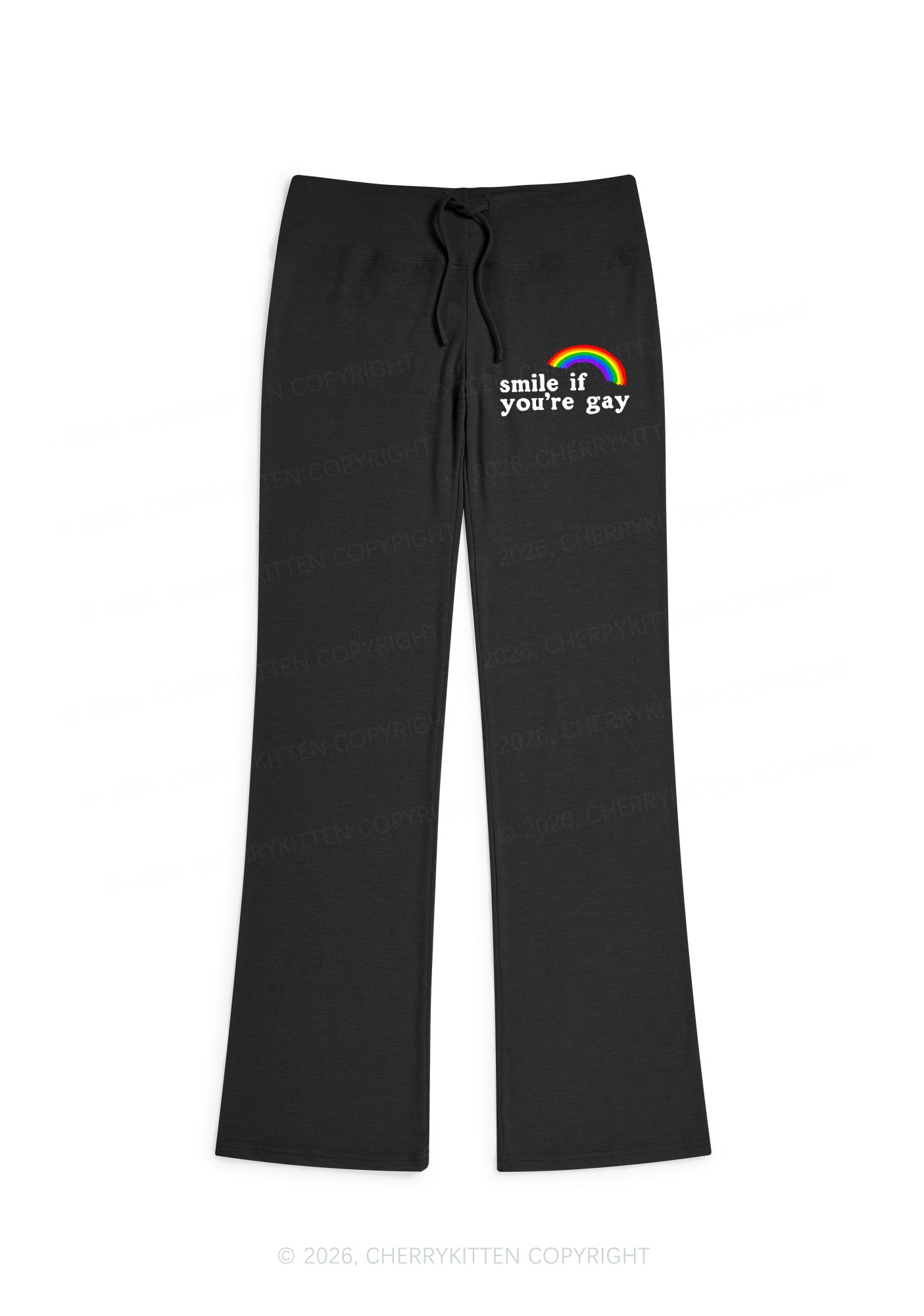 If You Are Gay Pride Y2K Low Rise Drawstring Flare Pants Cherrykitten