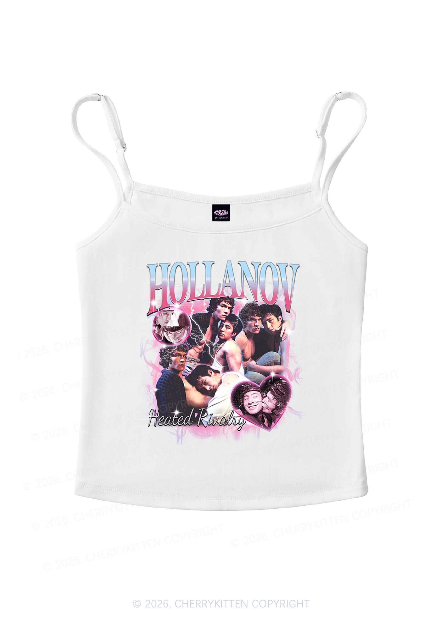 Retro Pink Blue HR Y2K Spaghetti Strap Cami Cherrykitten