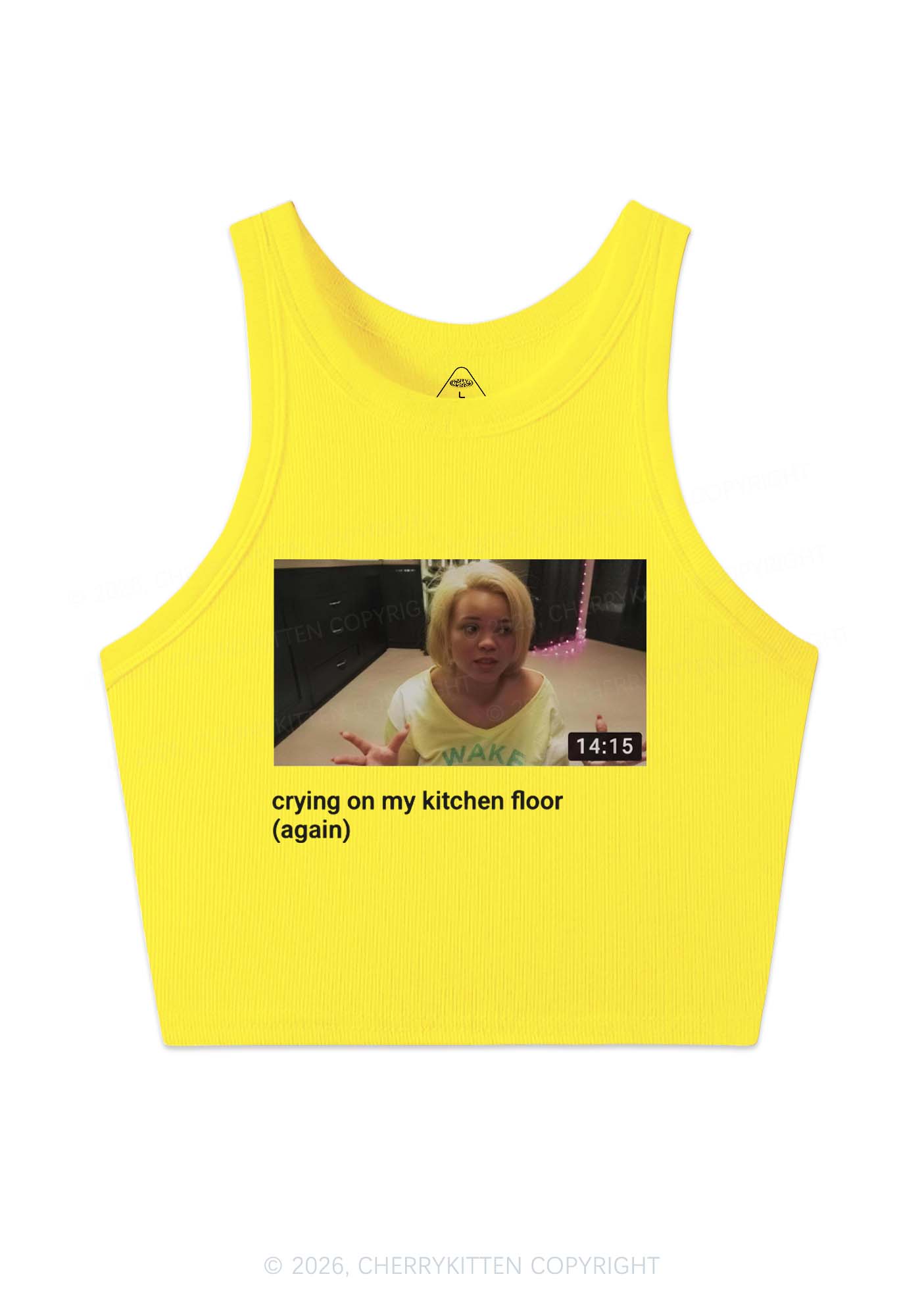 Crying On Kitchen Floor Y2K Crop Tank Top Cherrykitten