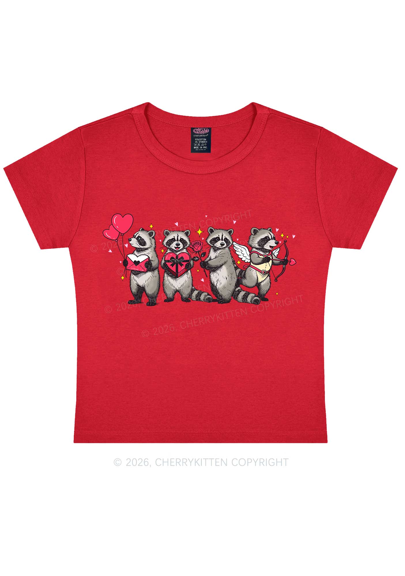Raccoon Cupids Valentine's Day Y2K Baby Tee Cherrykitten
