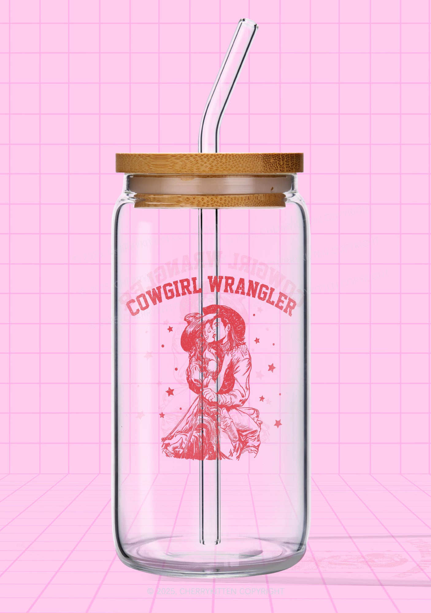 Cowgirl Wrangler Pride Y2K Printed Glass Cup Cherrykitten