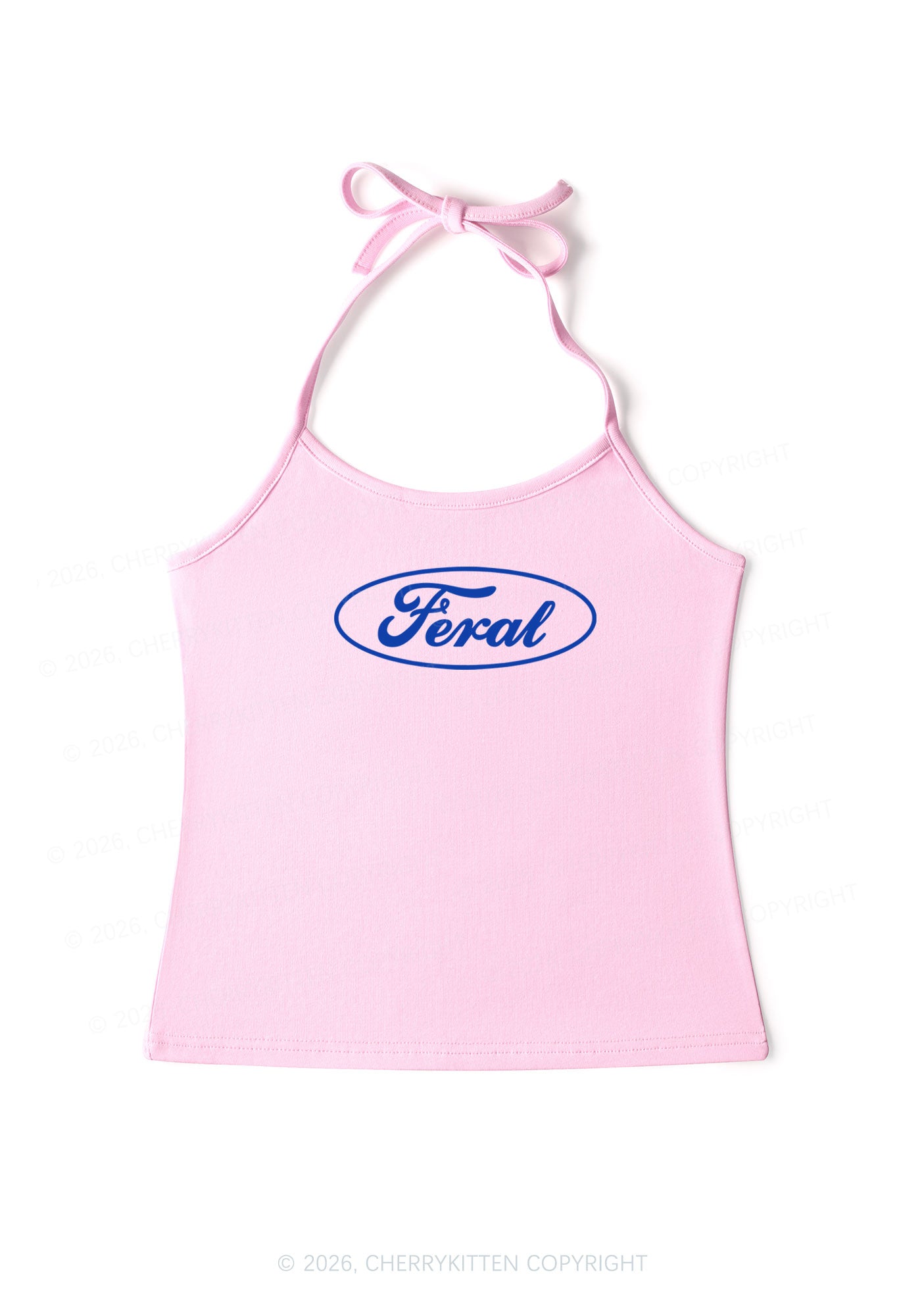 Blue Feral Y2K Halter Neck Cami Cherrykitten