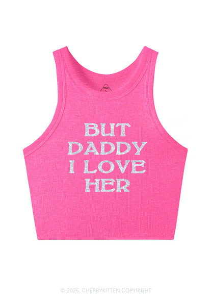 Glitter But Daddy I Love Her Pride Y2K Crop Tank Top Cherrykitten
