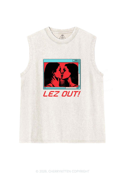 Lez Out Pride Y2K Washed Muscle Tank Cherrykitten