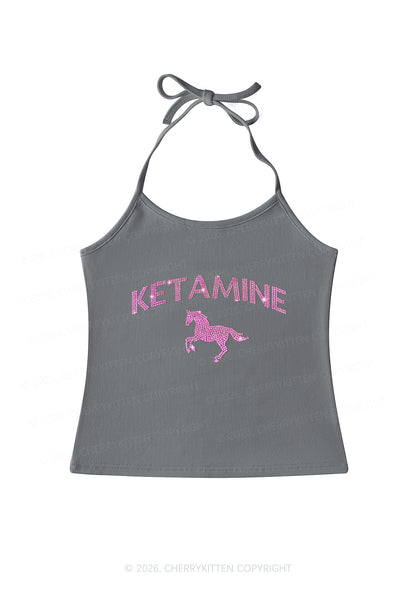 Rhinestone Pink K Unicorn Y2K Halter Neck Cami Cherrykitten