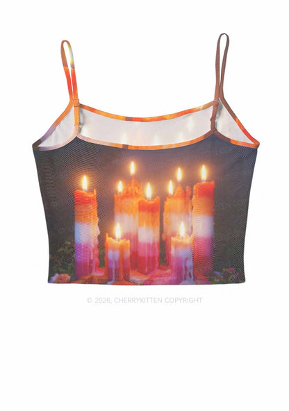 Lesbian Melting Candles Pride Y2K Mesh Cami Tank Cherrykitten