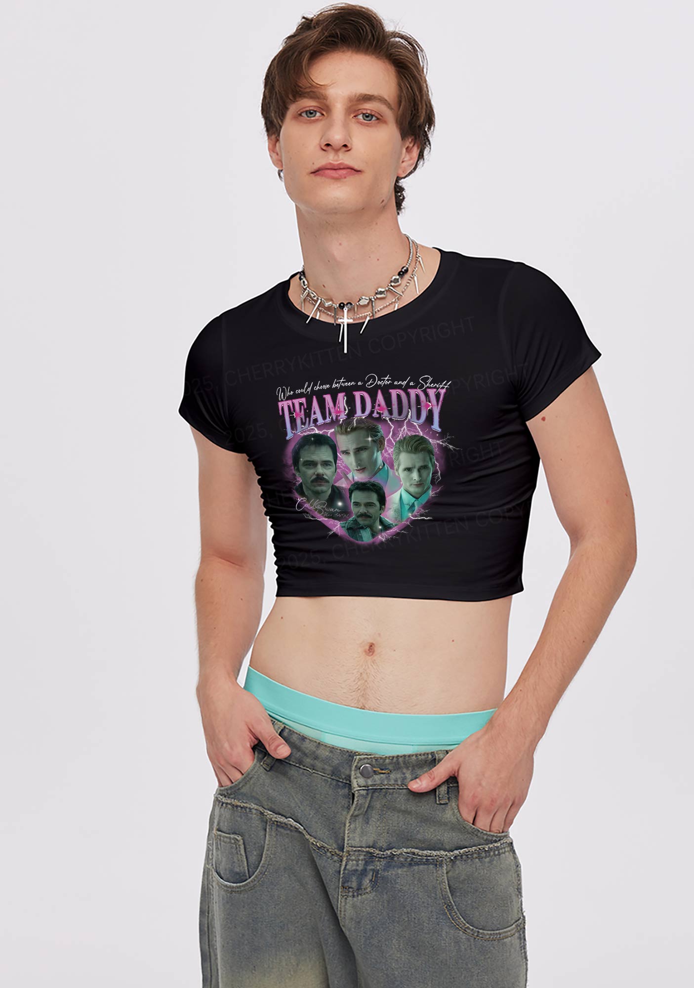 Team Daddy Y2K Baby Tee Cherrykitten