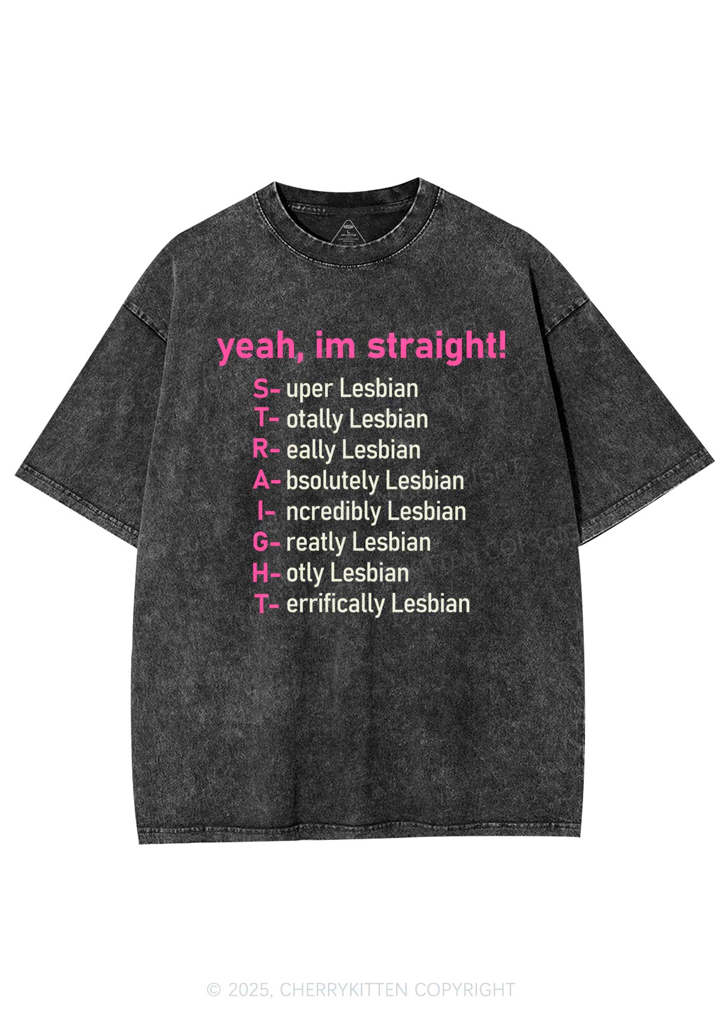 Straight Lesbian Y2K Shirts Washed Tee Cherrykitten