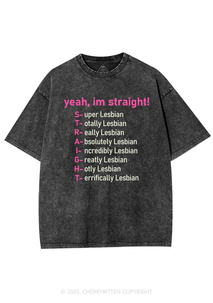 Straight Lesbian Y2K Shirts Washed Tee Cherrykitten