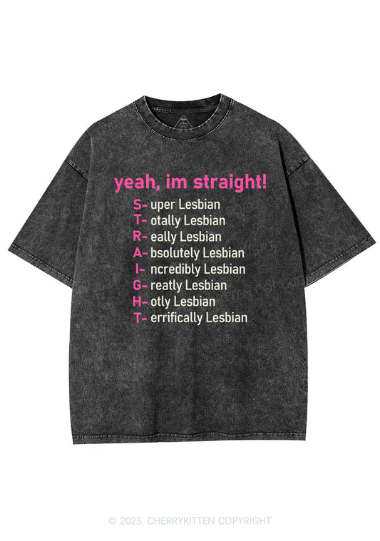 Straight Lesbian Y2K Shirts Washed Tee Cherrykitten