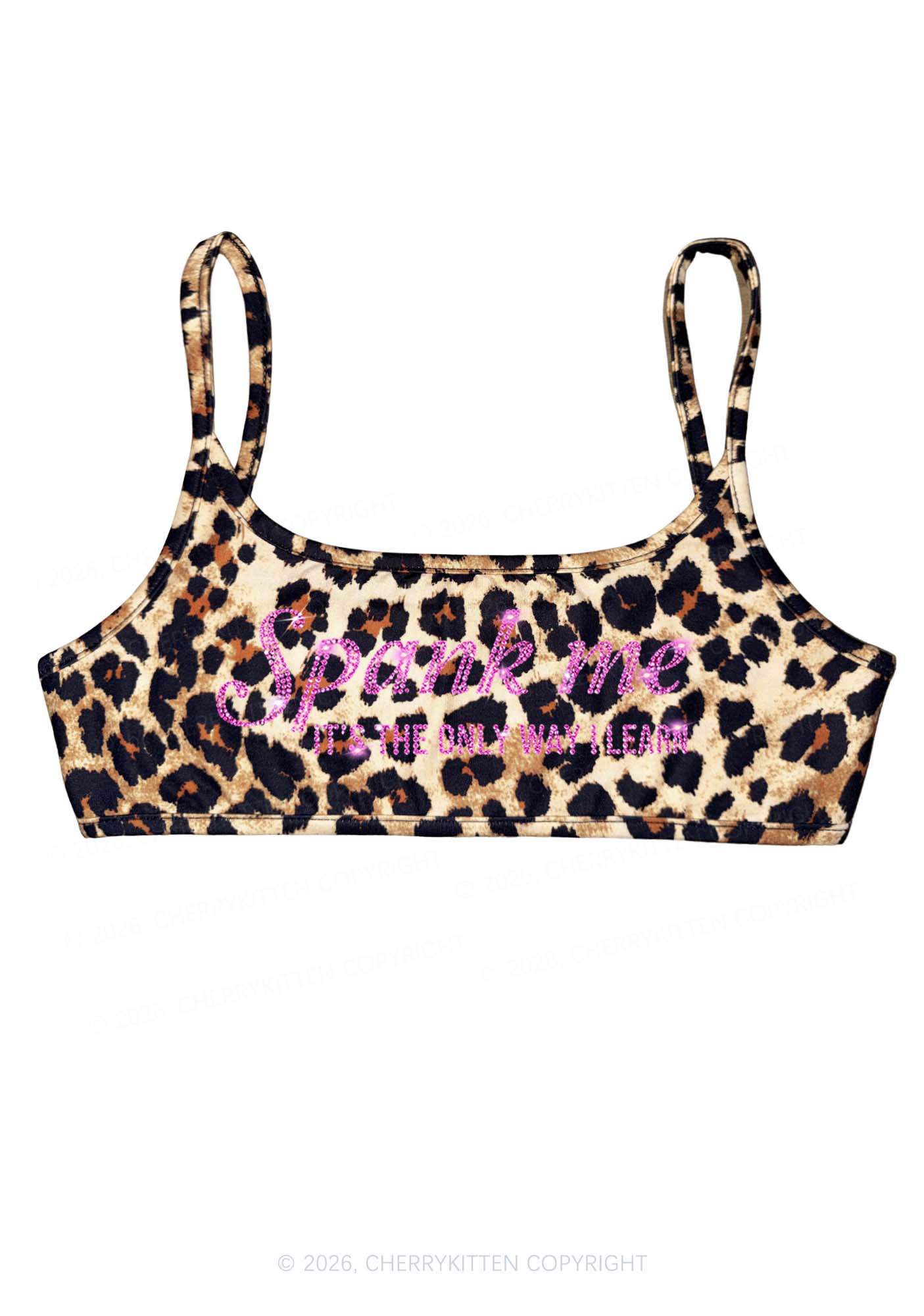 Rhinestone Spank Me Y2K Super Crop Cami Cherrykitten
