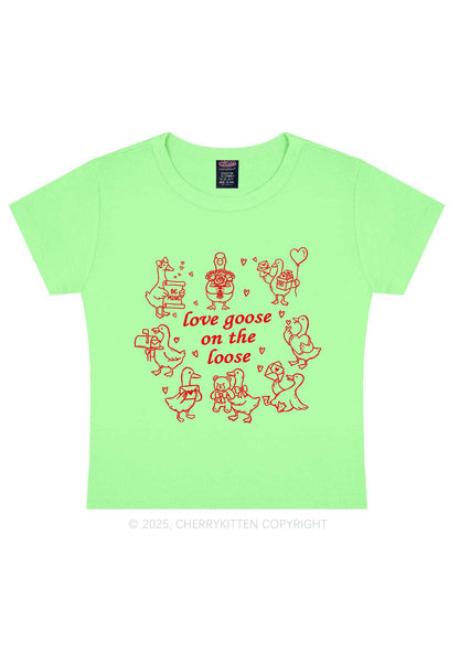 Love Goose On The Loose Valentine's Day Y2K Baby Tee Cherrykitten