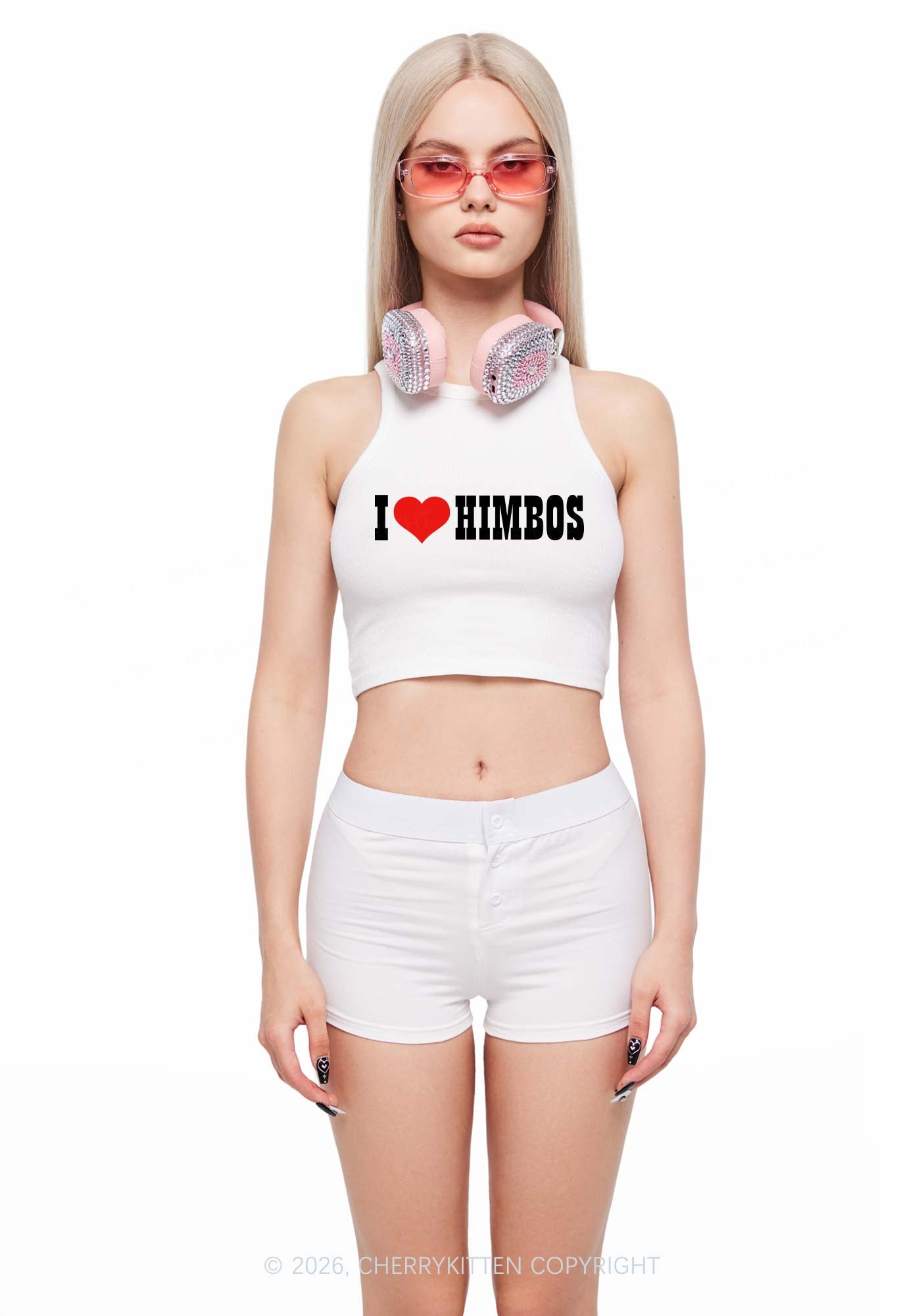 I Love Himbos Y2K Crop Tank Top Cherrykitten