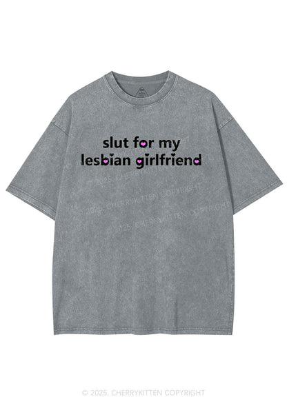 Slxt For My Lesbian Girlfriend Pride Y2K Shirts Washed Tee Cherrykitten