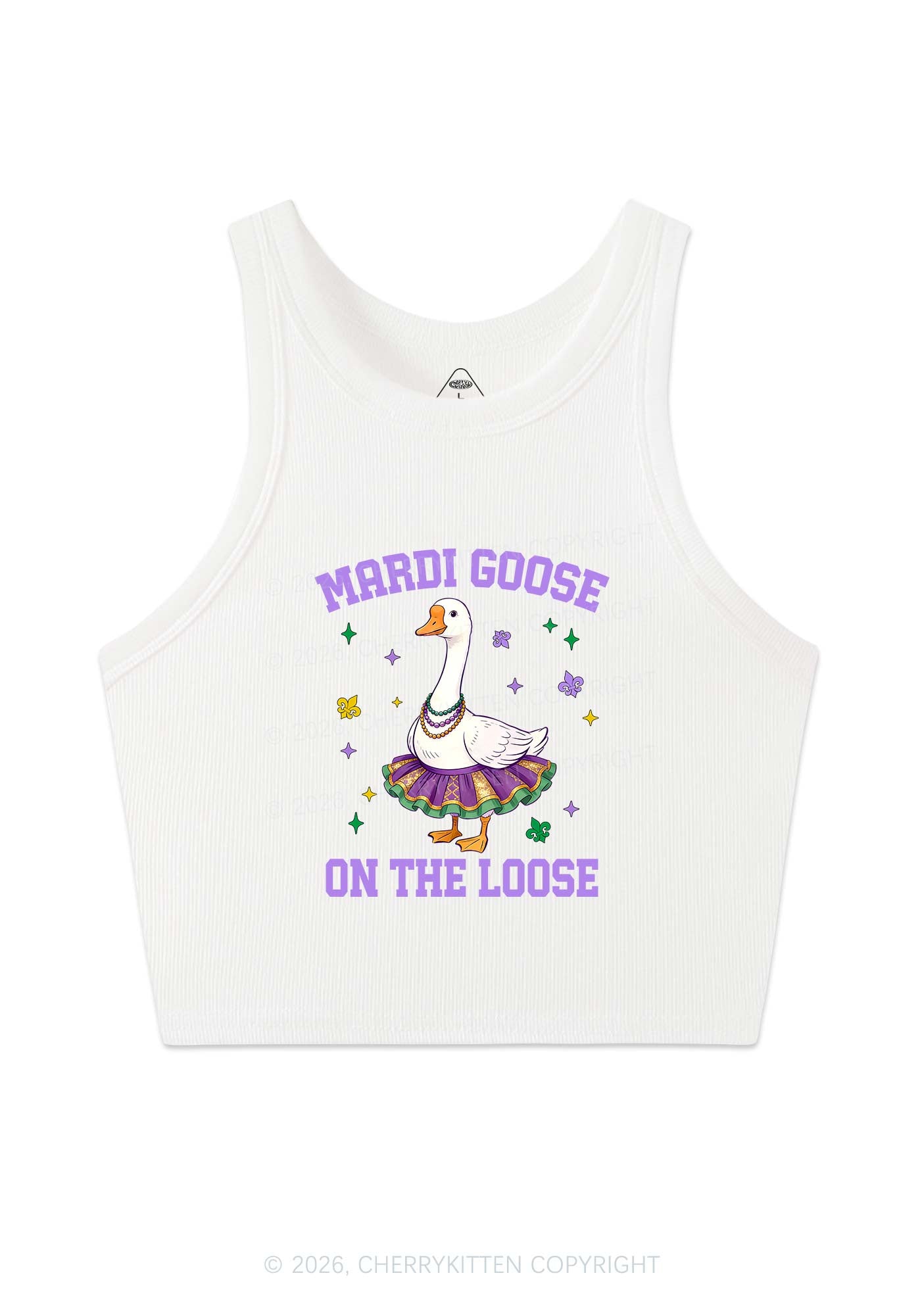 Mardi Gras Goose Y2K Crop Tank Top Cherrykitten