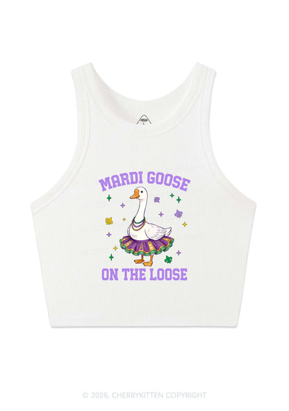 Mardi Gras Goose Y2K Crop Tank Top Cherrykitten