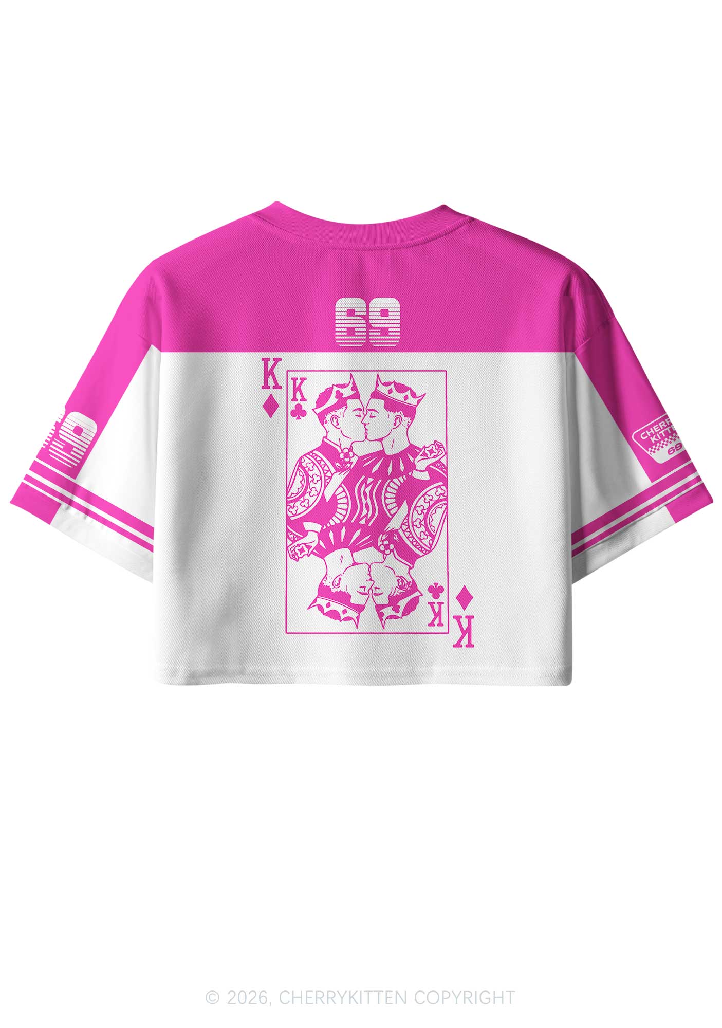 Hot Pink Gay King Pride Y2K Crop Sport Jersey Shirts Cherrykitten